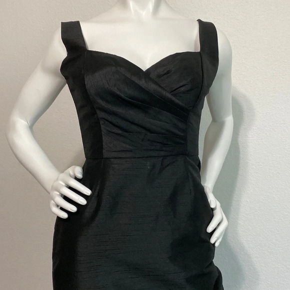 Alfred Sung Black Maxi Dress Gown Satin Sleeveless Sweetheart Neck Size 4 - Picture 2 of 8